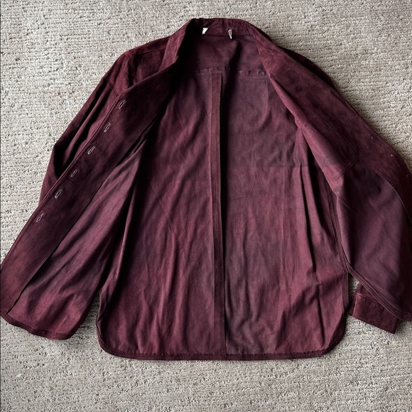 Burgundy Suede Button Down Shirt - Picture 6 of 9